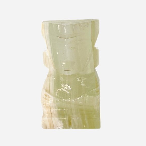 Vintage Hand Carved Onyx TIKI Aztec Mayan God Handmade Lucid Stone Bookend - Picture 8 of 15